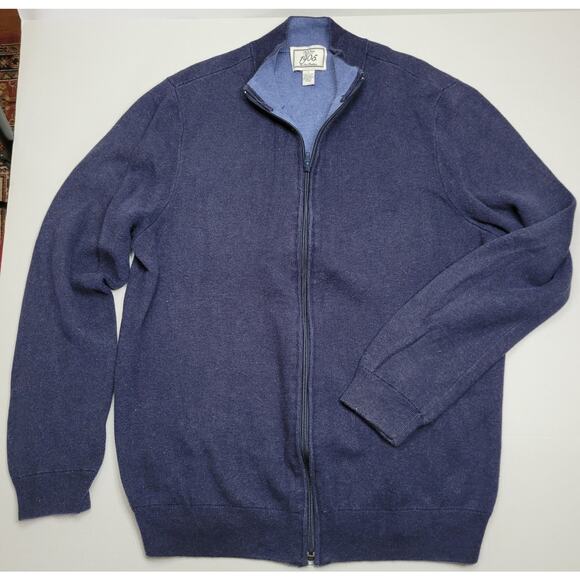 Jos. A. Bank 1905 Cotton Cashmere Blend Full Zip Cardigan Men's Large Blue - Picture 1 of 6